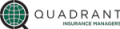 A logo for quadrant insurance management with a globe in the center.