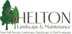 A logo for a company called shelton landscape and maintenance