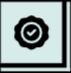 Black seal icon with check mark.