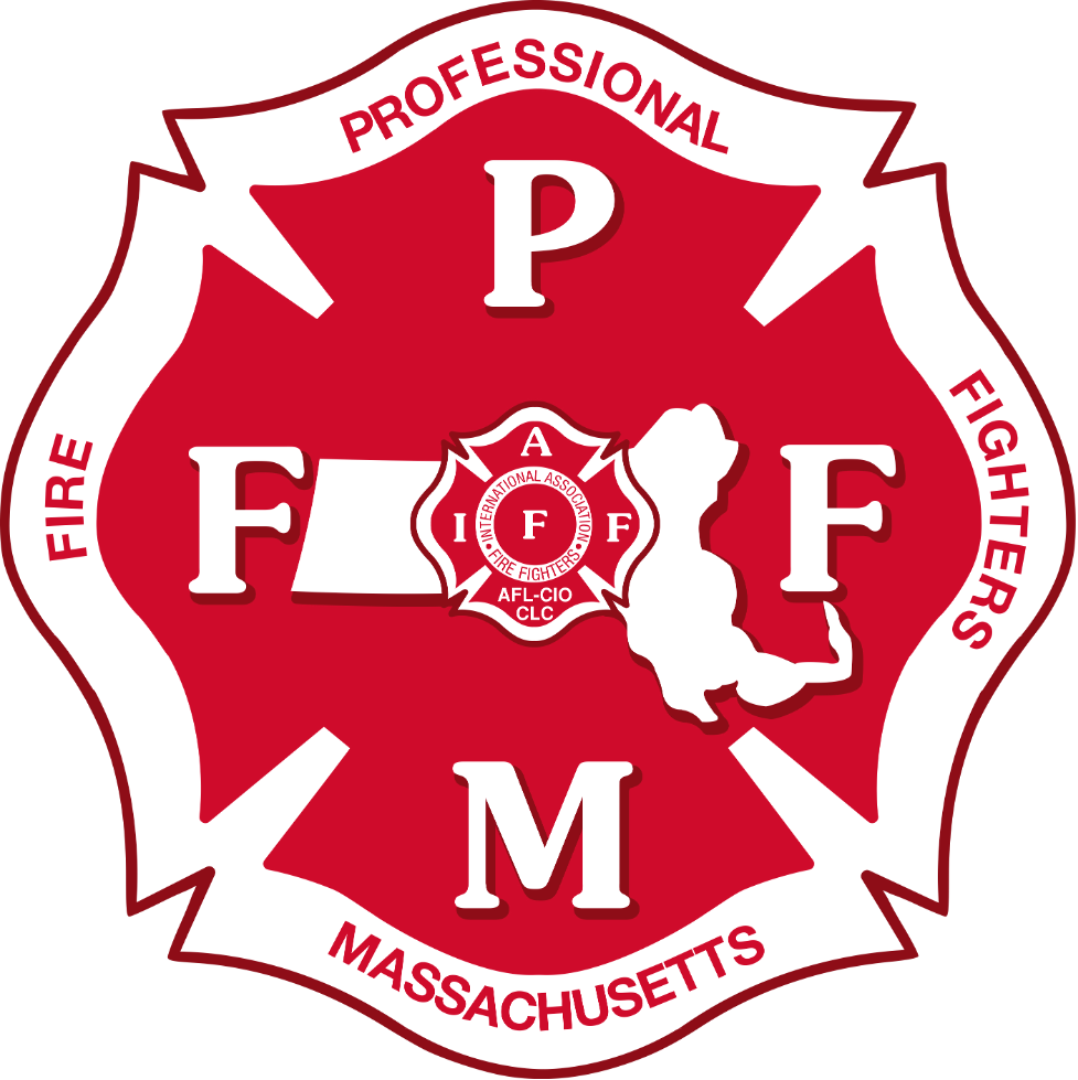 Red and white Massachusetts Professional Fire Fighters Association logo.