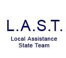 L.A.S.T. logo: dark blue letters with 