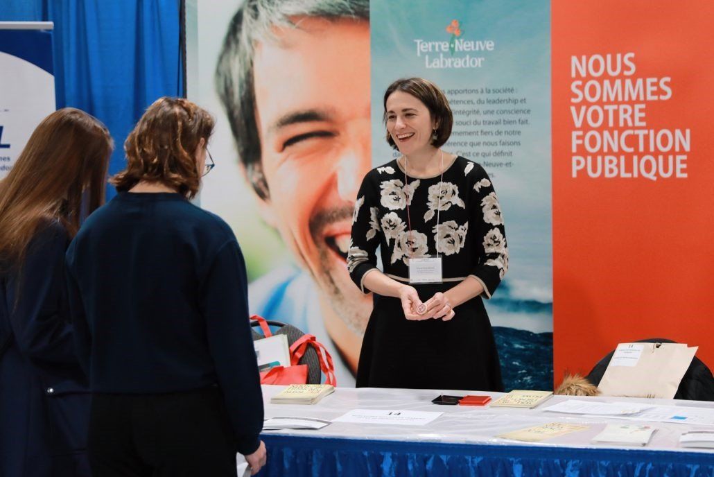 A representative at the Province of NL booth at the JOCBE 2018.