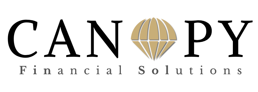 CANOPY Financial Solutions logo in black with a gold canopy icon on white background