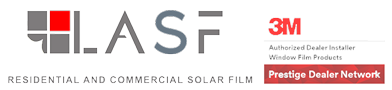 A logo for lasf residential and commercial solar film