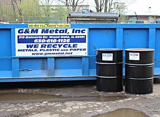 Metal recycling bin in Schaumburg, IL