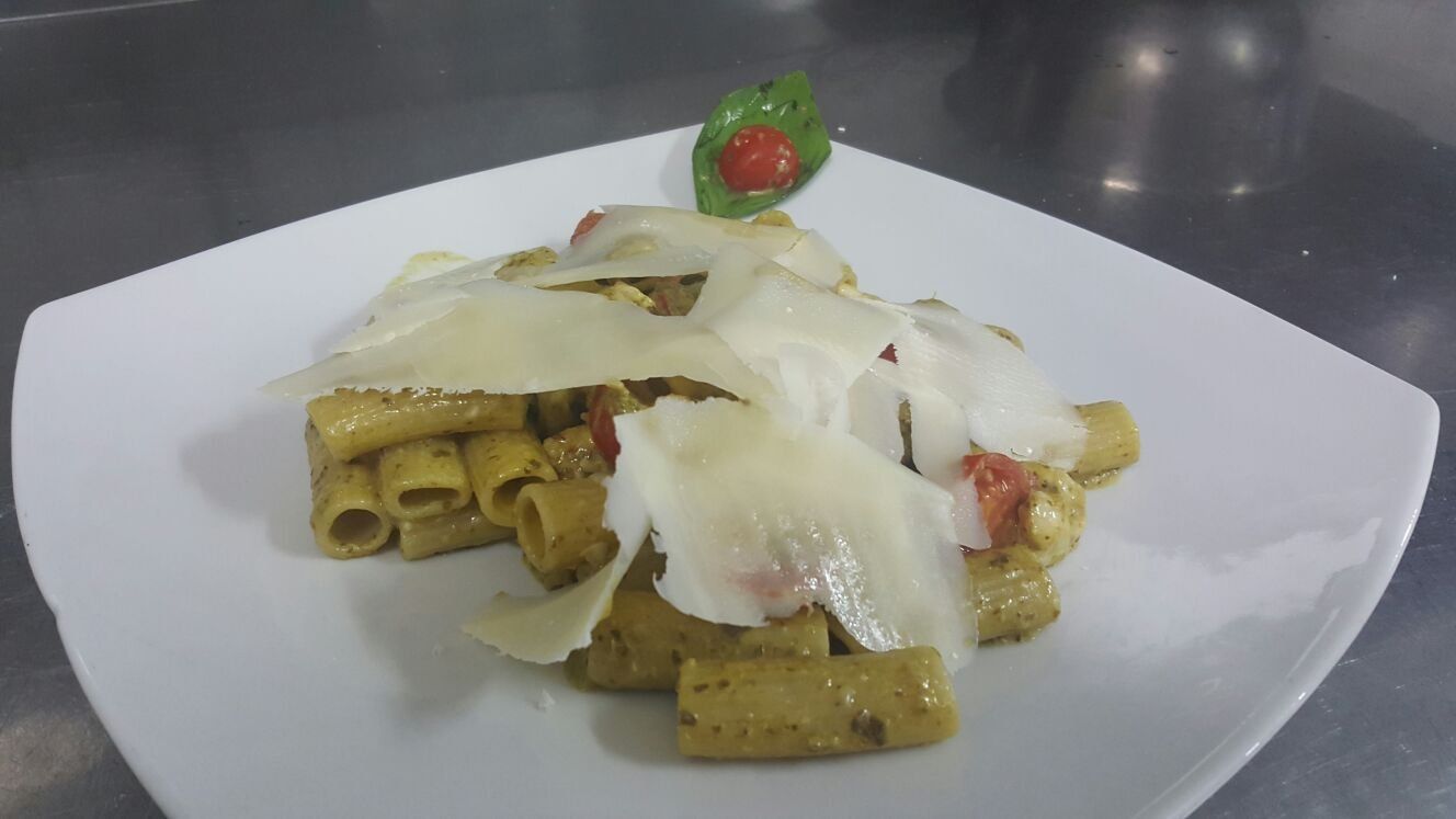 rigatoni pesto e gamberi