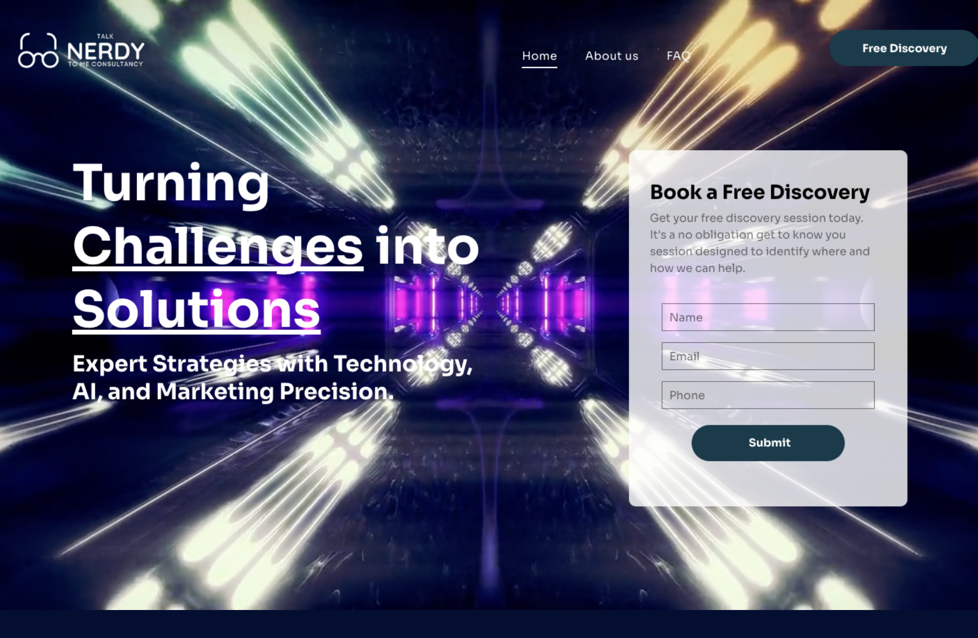 A screenshot of a website that says turning challenges into solutions