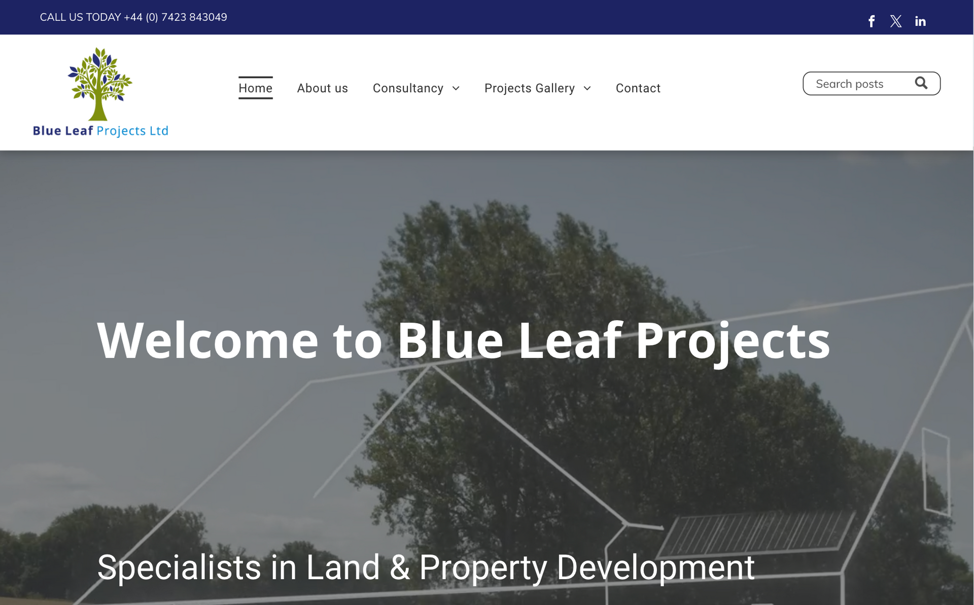 A screenshot of the blue leaf projects website