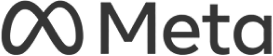 Meta logo in black. The logo is an infinity symbol and the word 