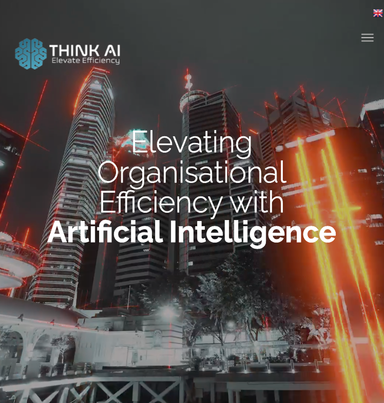 A screenshot of a website that says elevating organizational efficiency with artificial intelligence