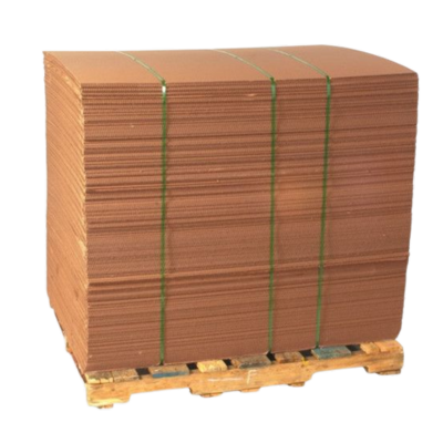 A stack of cardboard boxes on a wooden pallet