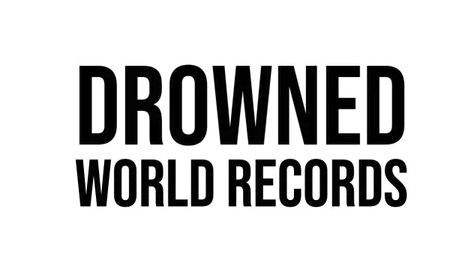 The logo for drowned world records is black and white.