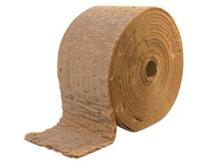 A roll of brown paper towels on a white background