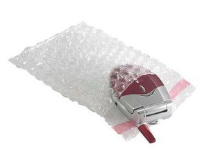 A cell phone is wrapped in a bubble wrap bag