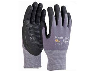 A pair of gray and black maxiflex gloves