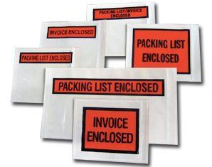 A bunch of packing list enclosed envelopes on a white background