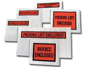 Packing List Envelopes, Orange, Invoice Enclosed Panel, 4.5 x 5.5...