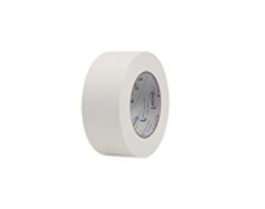 A roll of white tape on a white background.
