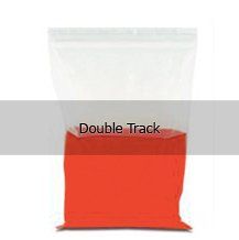 A bag of red liquid in a double track plastic bag.