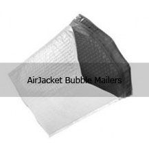 A black and white photo of an air jacket bubble mailer.
