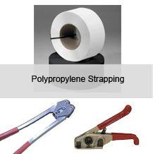 A roll of polypropylene strapping and a pair of strapping pliers.