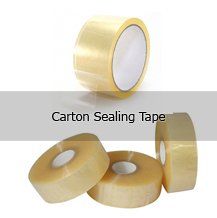 Three rolls of carton sealing tape on a white background.