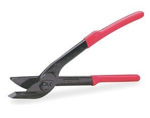 A pair of pliers with red handles on a white background.