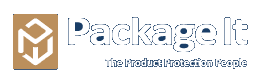 A logo for packagelt the product protection people