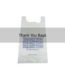 A white thank you bag with the words `` thank you thank you thank you '' on it.