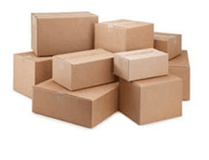 A pile of cardboard boxes stacked on top of each other on a white background.