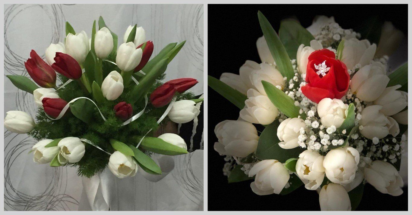 mazzo di tulipani bianchi