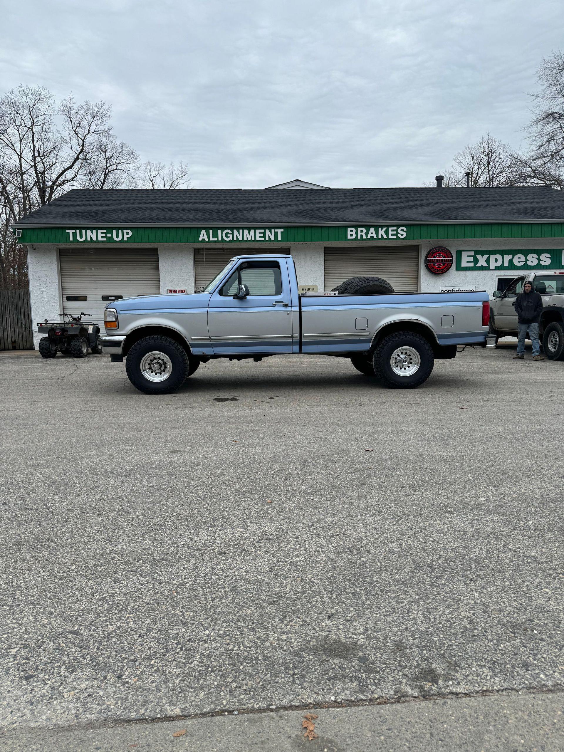old work truck in front of shop | Red Lion Express Lube and Auto