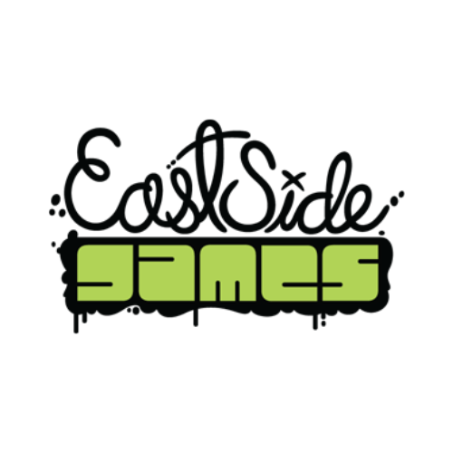 a logo for east side games is green and black
