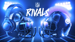 Two football helmets with the words rivals on them