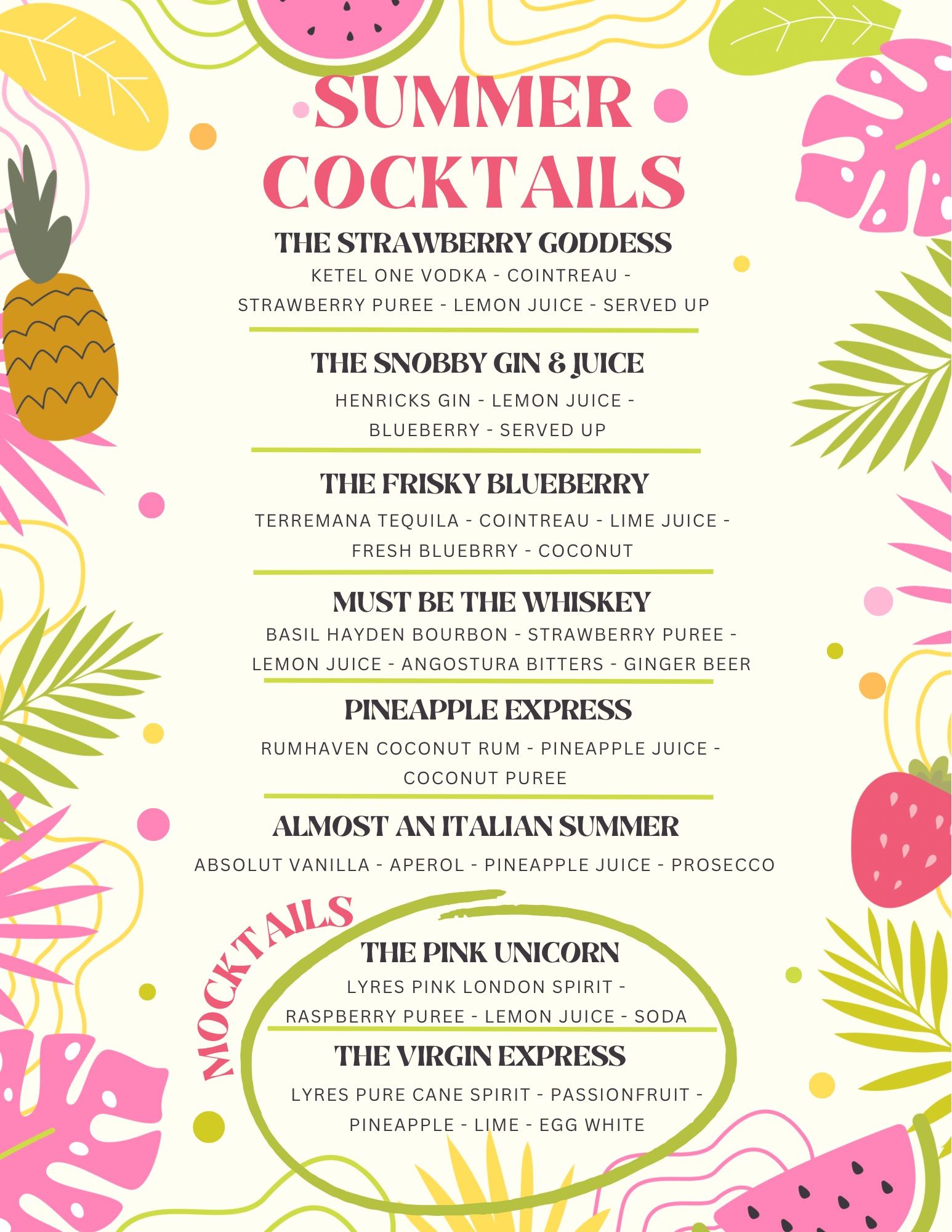 View Duke's On The Blvd. Summer Cocktails Menu!