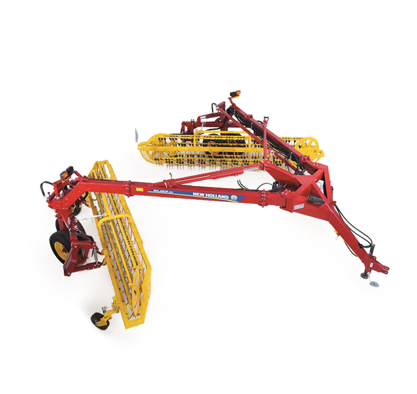 Un modelo de un tractor New Holland sobre un fondo blanco.