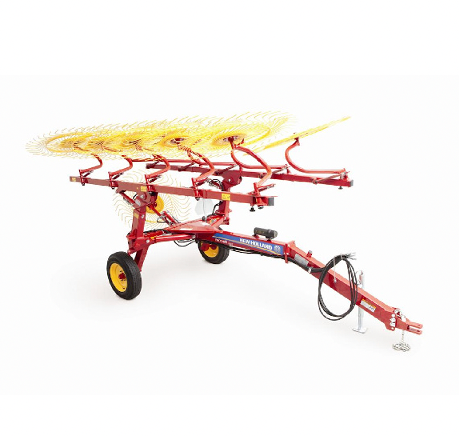 Un modelo de un tractor New Holland sobre un fondo blanco.