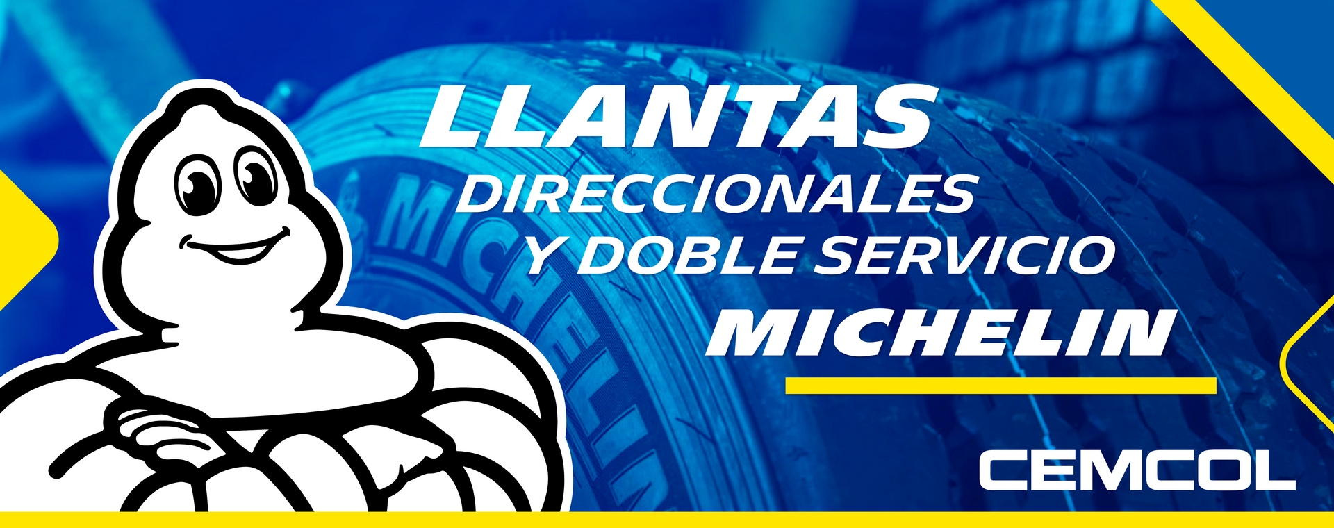 An advertisement for michelin llantas directionales y doble servicio