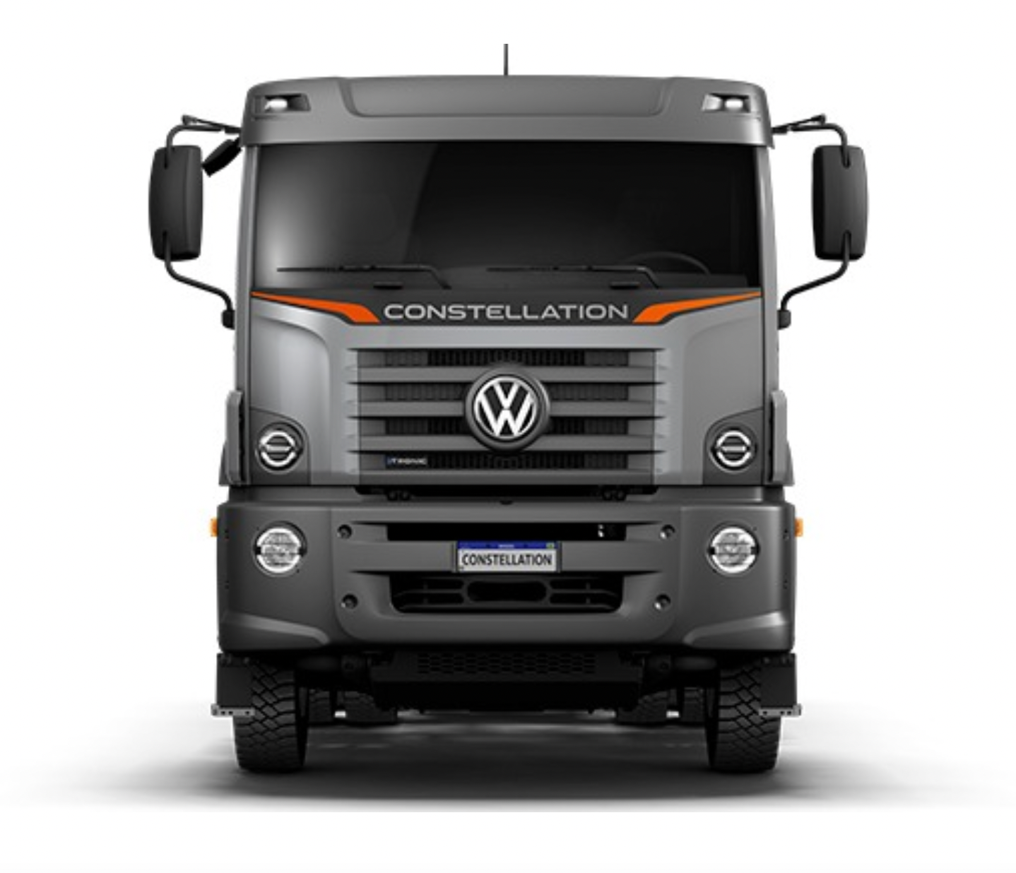 Se muestra un camión Volkswagen Constellation sobre un fondo blanco.