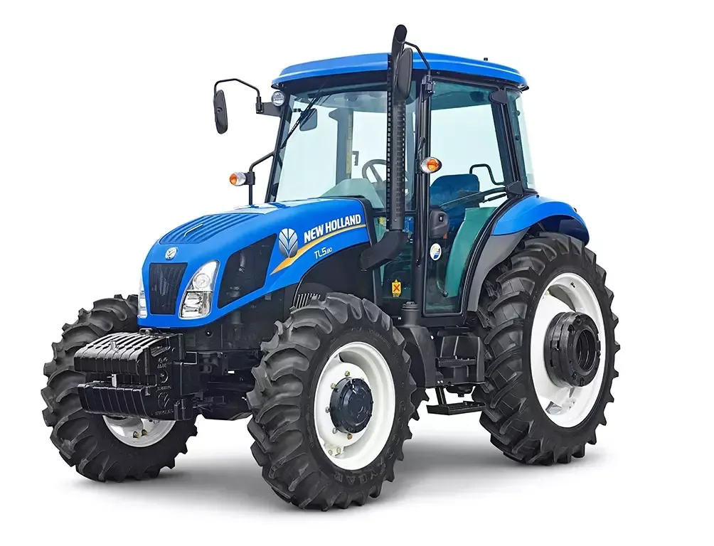 Se muestra un tractor New Holland azul sobre un fondo blanco.