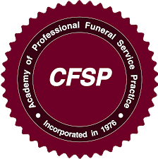 Maroon CFSP seal for Academy of Professional Funeral Service Practice, Incorporated in 1976