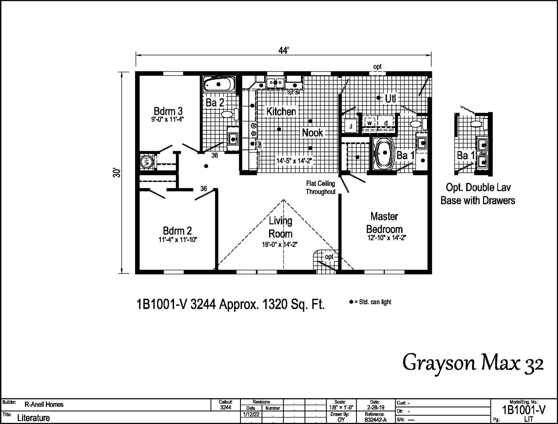 A black and white floor plan of a house called grayson max 32