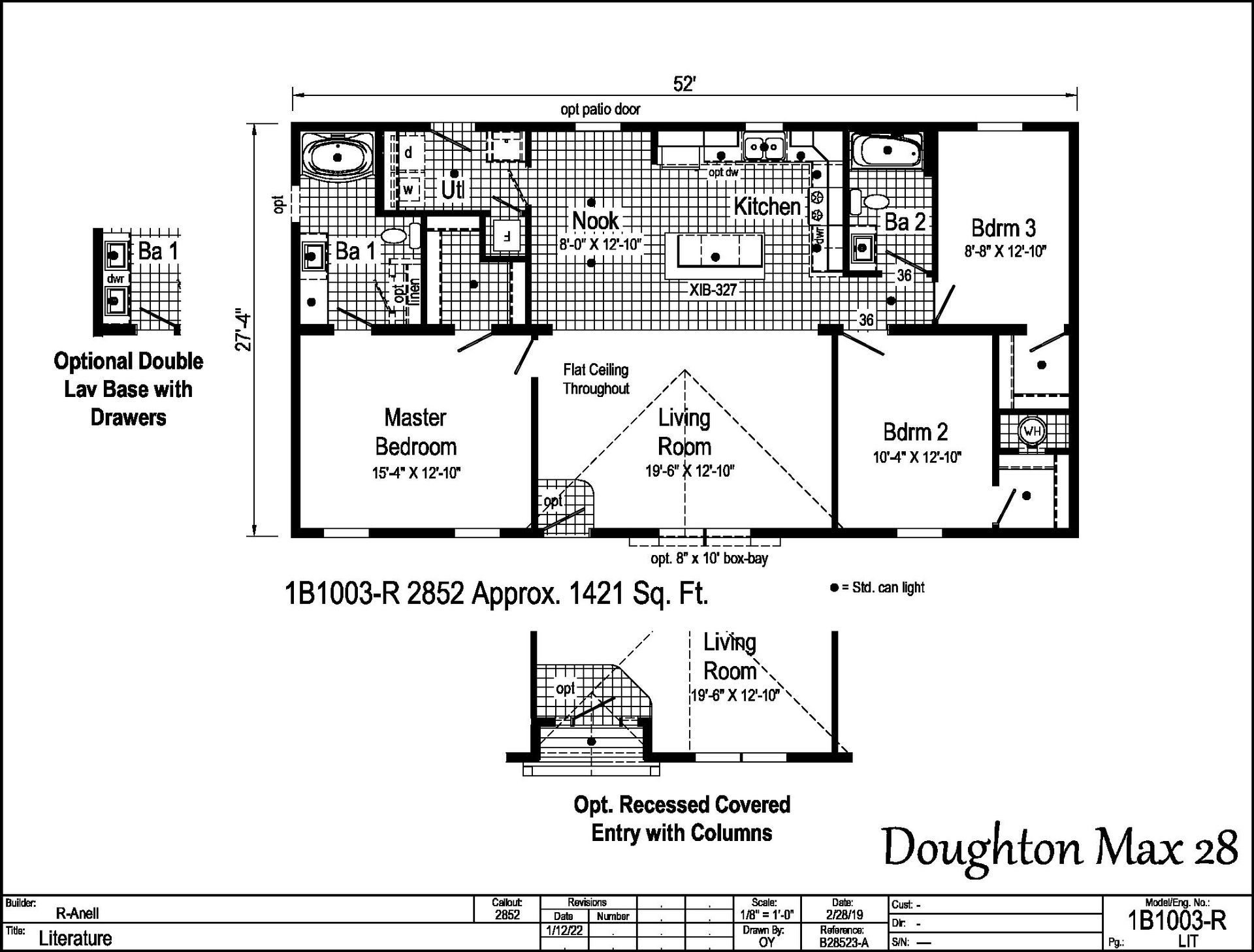 A floor plan of a mobile home called doughton max 28