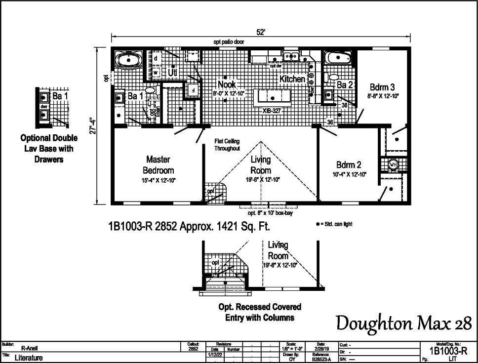A floor plan of a mobile home called doughton max 28