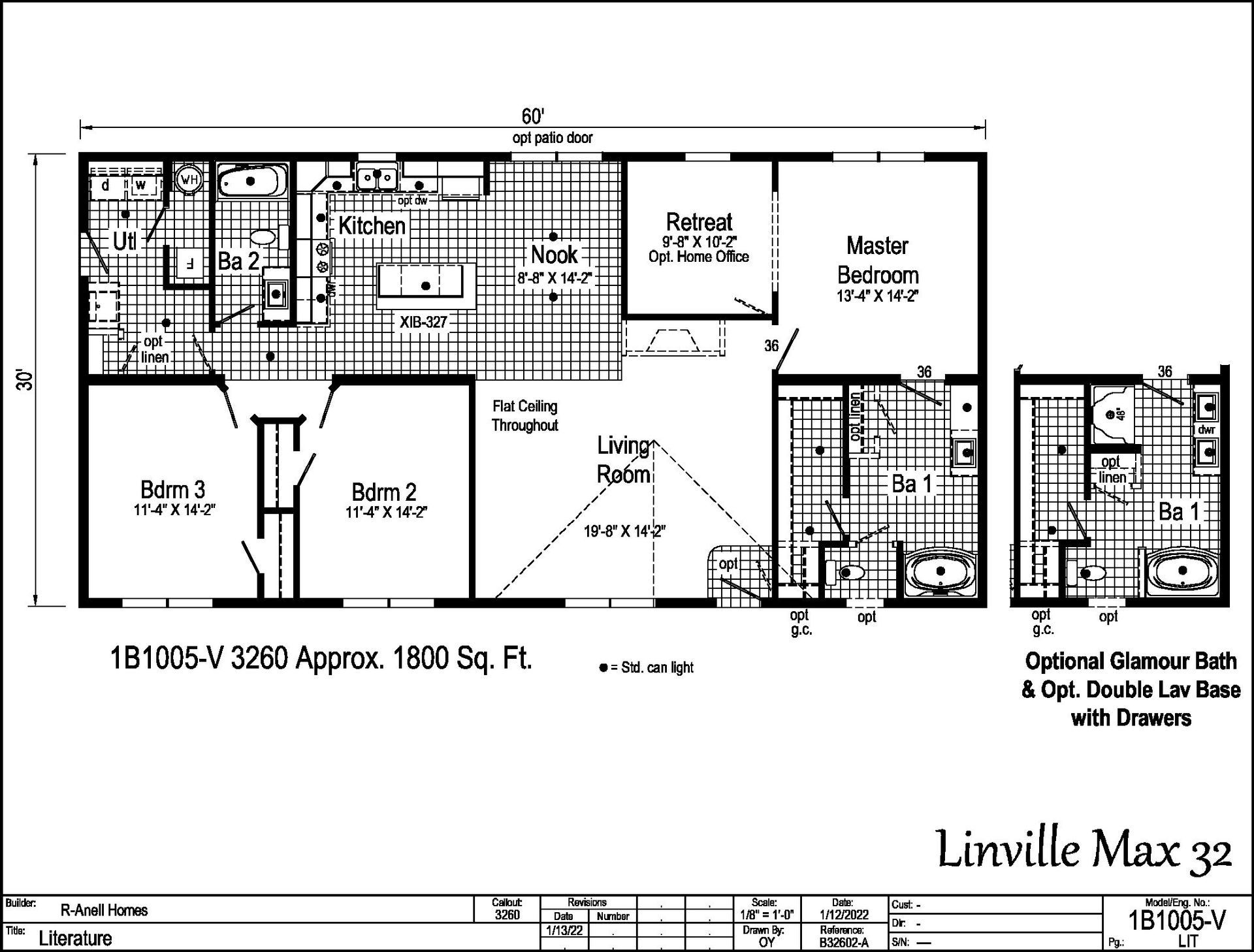 A black and white floor plan of a mobile home.