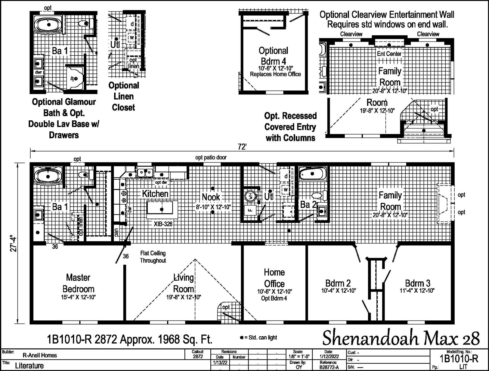 A black and white floor plan of a mobile home