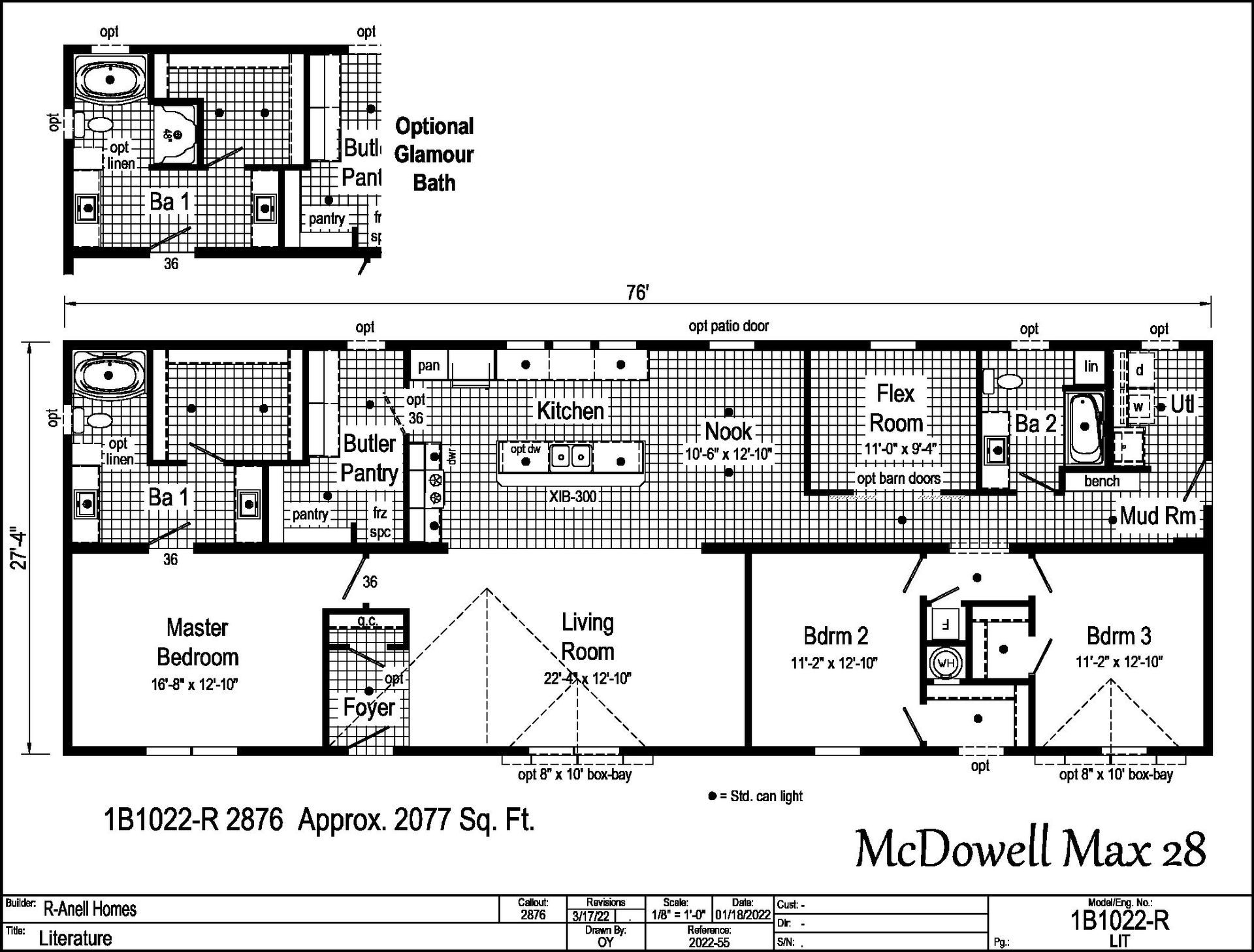 A black and white floor plan of a mobile home by mcdowell max 28