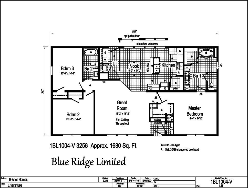 A black and white floor plan of a house by blue ridge limited