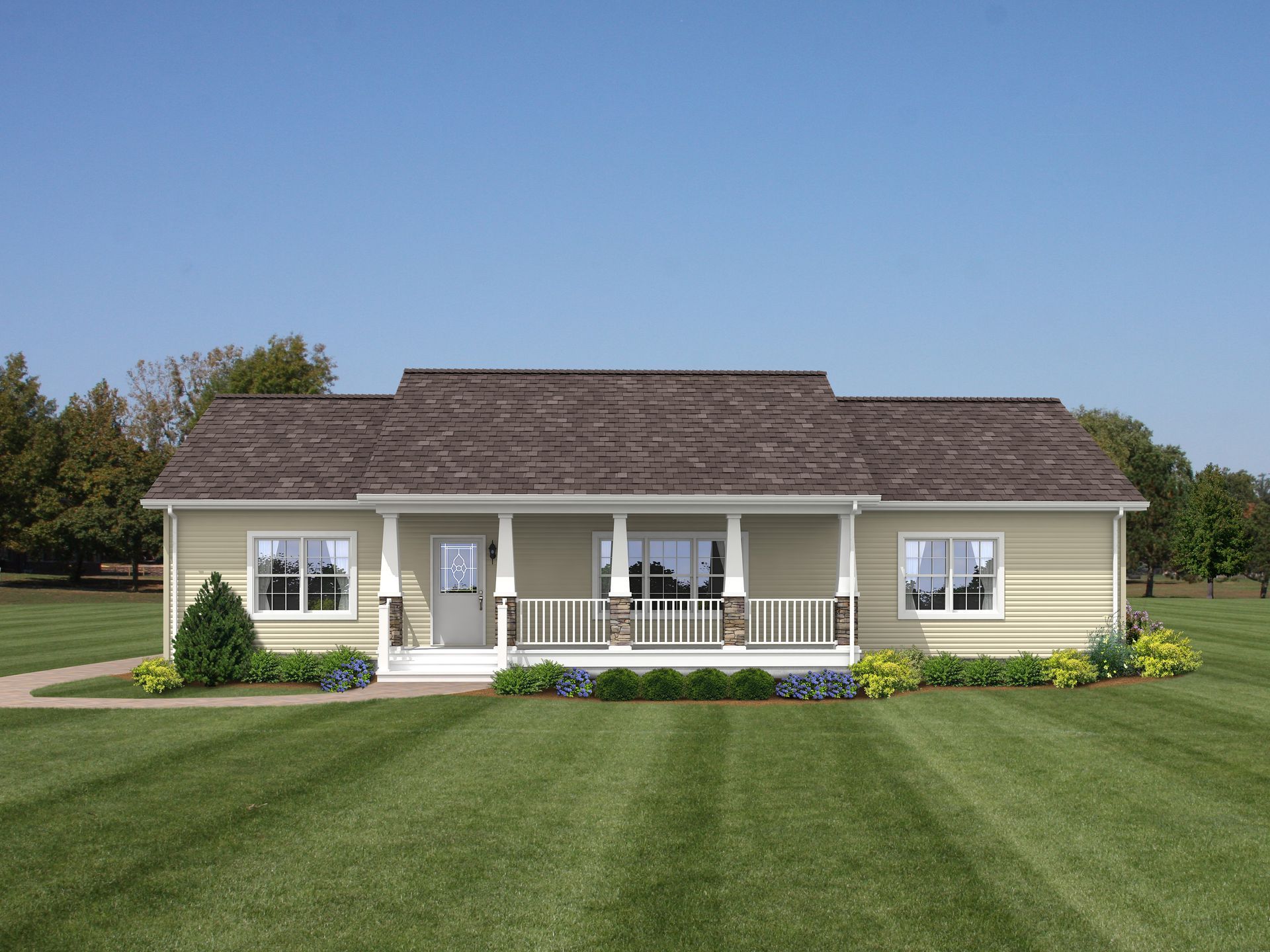 A house with a porch and a lot of windows