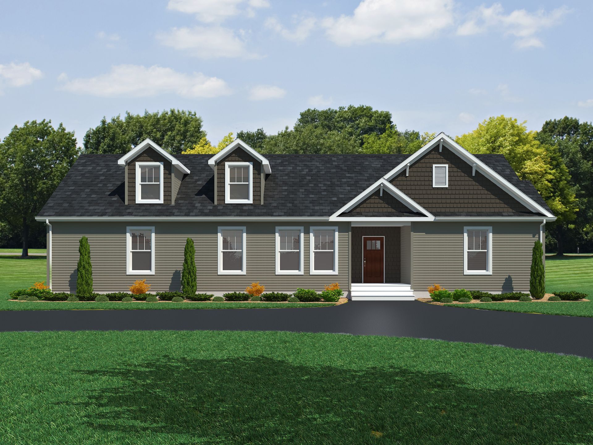 An artist 's impression of a house with a black roof
